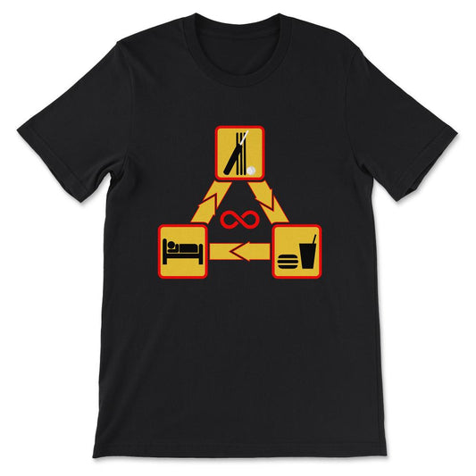 Cricket - Eat Sleep Cricket Repeat Cricketer Batsmen Bowler Gift Tee - Black