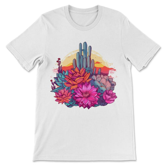 Cactus Desert Western Texas Succulent Retro Southwest Vibes Gift Tee - White