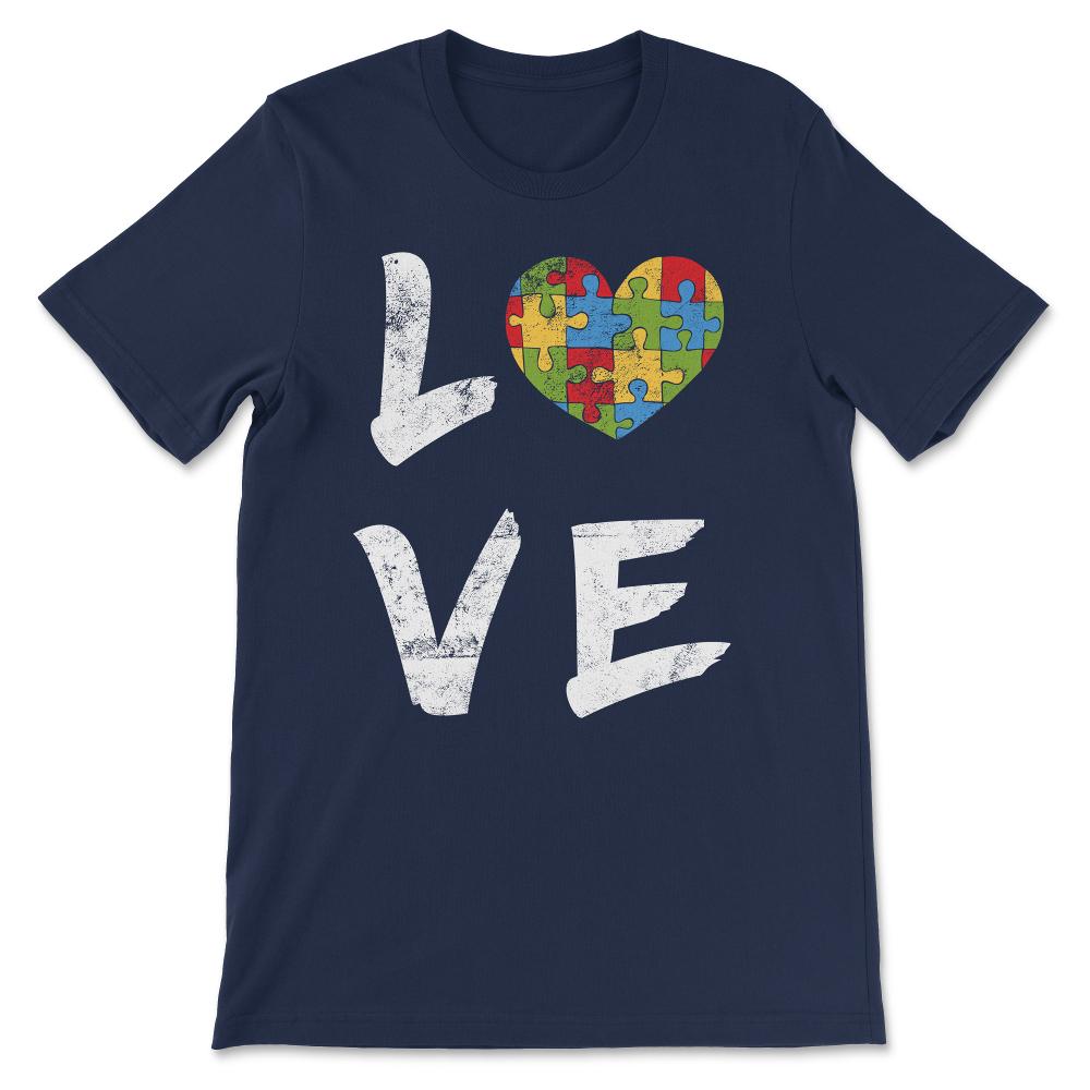 Autism Love print Autism Mom Autism Dad autism awareness Gift Tee - - Navy