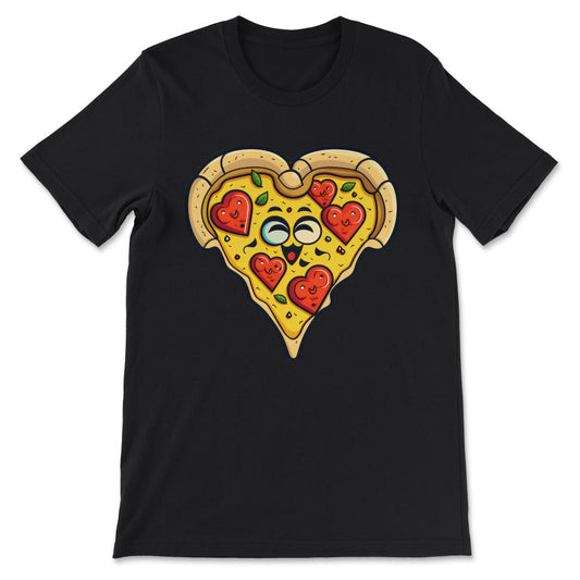 Funny Pizza Lover Heart Foodie Hilarious Cute Italian Slice Gift Tee - Black