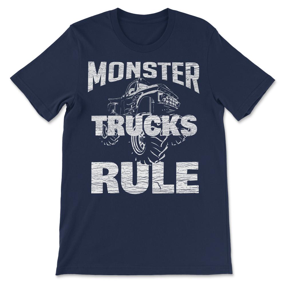 Monster trucks rule design for boys kids men women distressed Gift - Navy