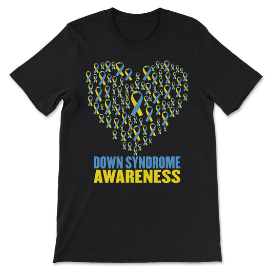 Down syndrome awareness design with ribbon heart Gift Tee - Unisex - Black