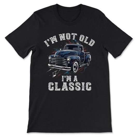 Truck Vintage Old Classic School American Pickup Retro Farm Gift Tee - Black