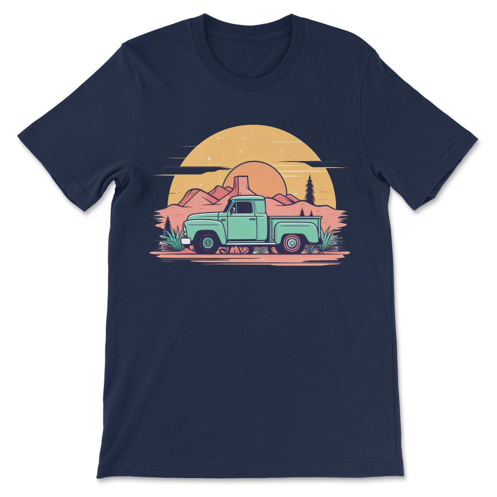 Truck Vintage Old Classic School American Pickup Retro Farm Gift Tee - Navy