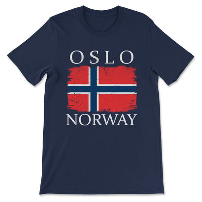 Oslo Norway Flag Capital Norway Oslo Visitor Norway Tourist Gift Tee - Navy