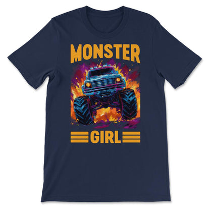 Monster Girl Retro Race Big Monster Vintage Back School Fun Gift Tee - Navy