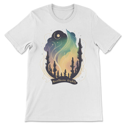 Aurora Borealis Northern Lights Beautiful and Colorful Sky Gift Tee - - White