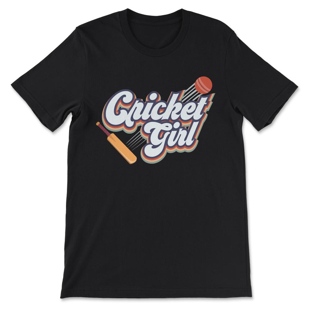 Cricket Girl Cricketer Girl Batting Girl Bowler Girl Sports Gift Tee - Black