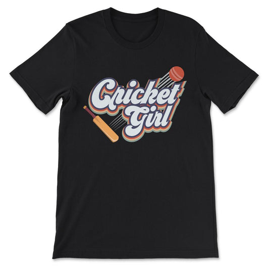 Cricket Girl Cricketer Girl Batting Girl Bowler Girl Sports Gift Tee - Black