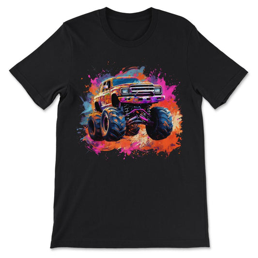 Monster Truck Big Retro Race Dad Trucker Lover Jam Vintage Gift Tee - - Black