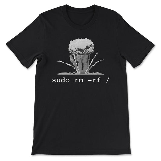 Linux T Shirt - Funny Linux Command Sudo RM RF for Men Women Gift Tee - Black