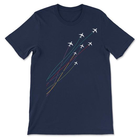 Pilot Colorful Flying Passenger Airplanes Aeroplanes Gift print Gift - Navy