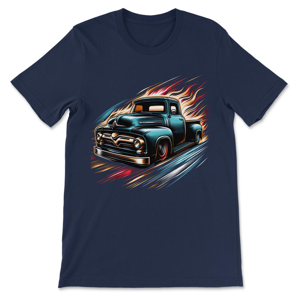 Truck Vintage Old Classic School American Pickup Retro Farm Gift Tee - Navy