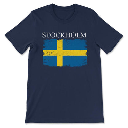 Stockholm Sweden Flag Capital Sweden Stockholm Tourist Gift Tee - - Navy