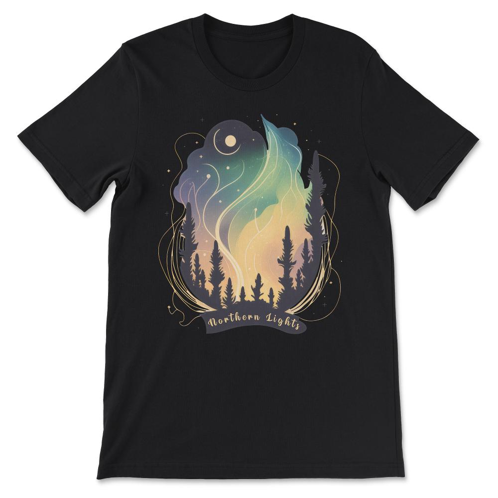 Aurora Borealis Northern Lights Beautiful and Colorful Sky Gift Tee - - Black