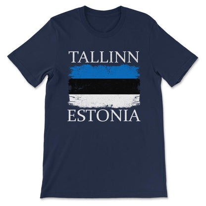 Tallinn Estonia Flag Estonia Tourist Capital Estonia Gift Tee - - Navy