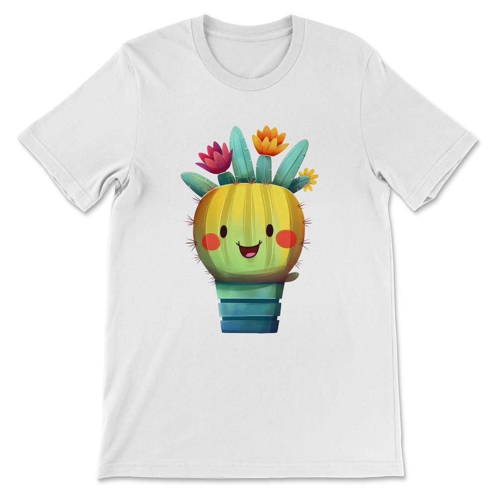 Cute Cactus Florist Succulent Lover Potted Plant Gardening Gift Tee - - White