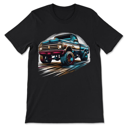 Truck Vintage Old Classic School American Pickup Retro Farm Gift Tee - Black