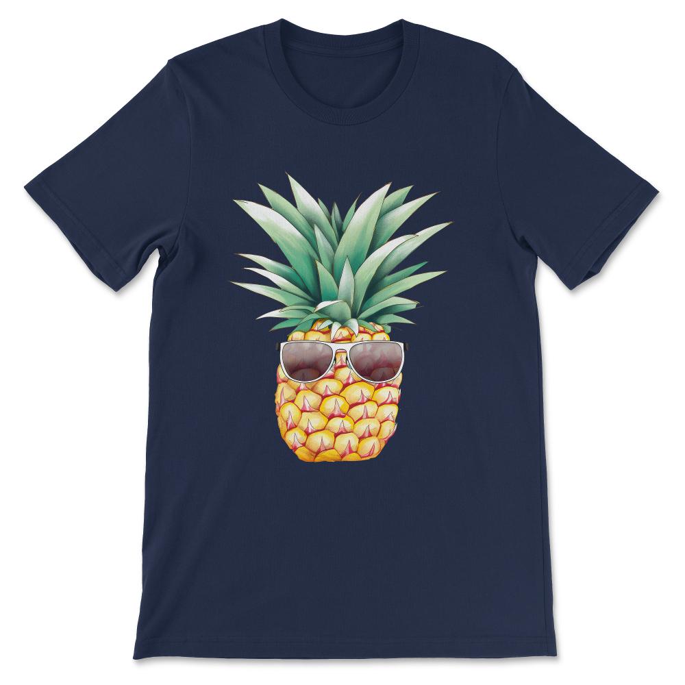 Pineapple Sunglasses Beach Hawaiian Holidays Tropical Summer Gift Tee - Navy