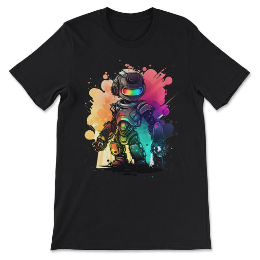 Retro Robot Cute Robotic Engineer Technology Hi-tech Machine Gift Tee - Black