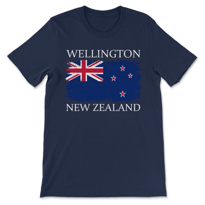 Wellington New Zealand Flag Capital City New Zealand Gift Tee - - Navy