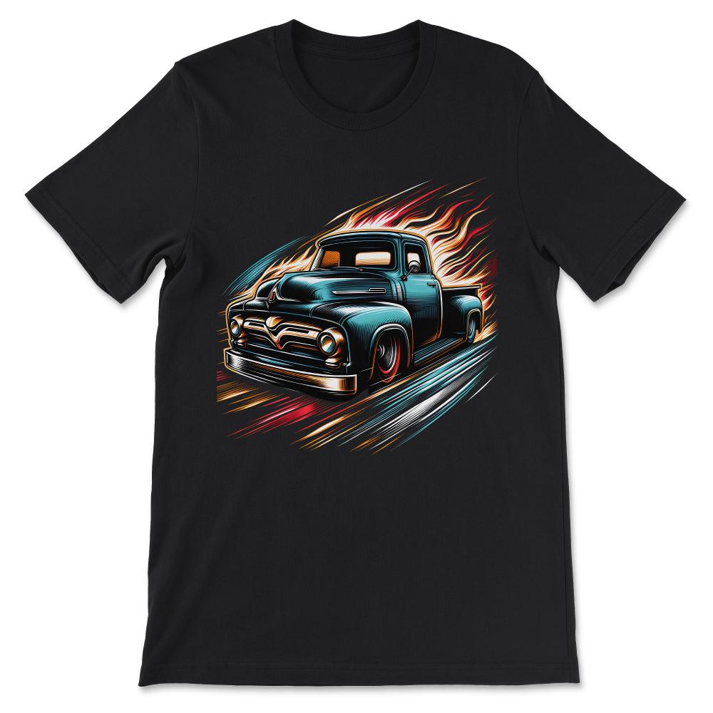 Truck Vintage Old Classic School American Pickup Retro Farm Gift Tee - Black