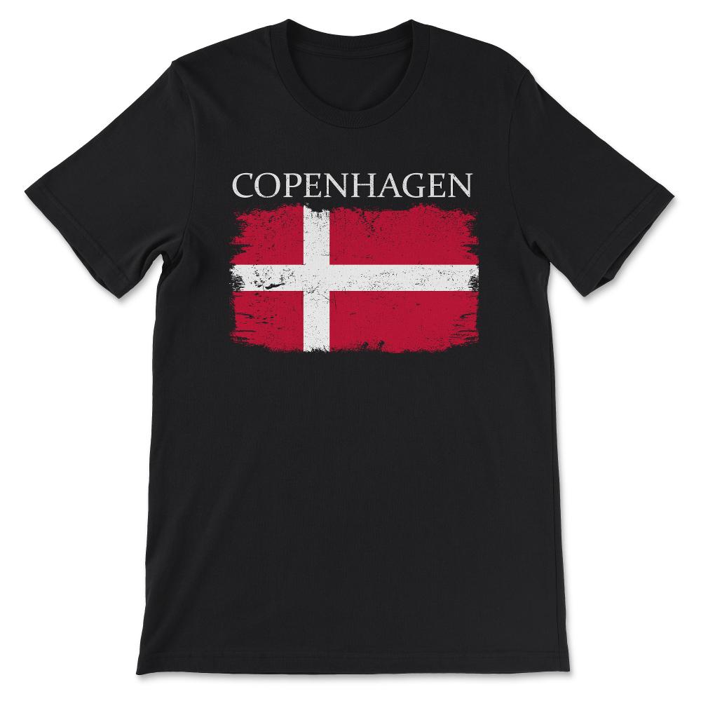 Copenhagen Denmark Flag Copenhagen Tourist Denmark Tourist Gift Tee - - Black