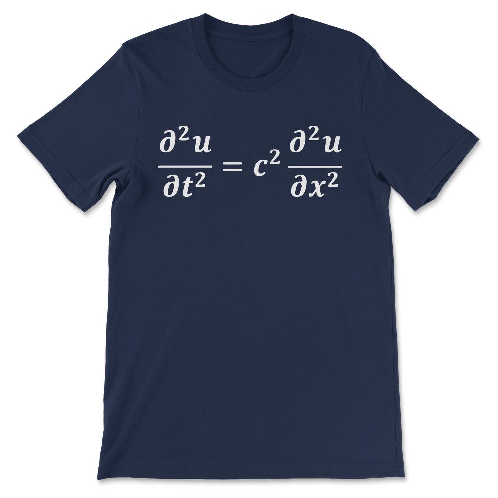 Wave Equation Physicist Physics Teacher Acoustic Sound Waves Gift Tee - Navy