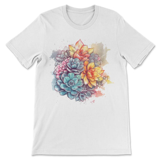 Cactus Flower Cacti Succulent Lover Floral Blooming Saguaro Gift Tee - White