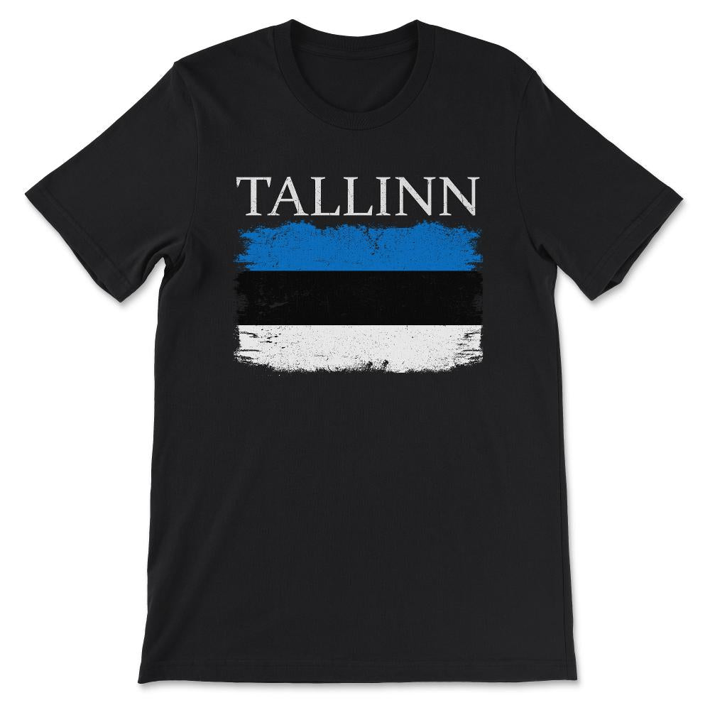 Tallinn Estonia Flag Estonia Tourist Capital Estonia Gift Tee - - Black