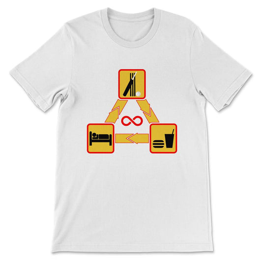 Cricket - Eat Sleep Cricket Repeat Cricketer Batsmen Bowler Gift Tee - White