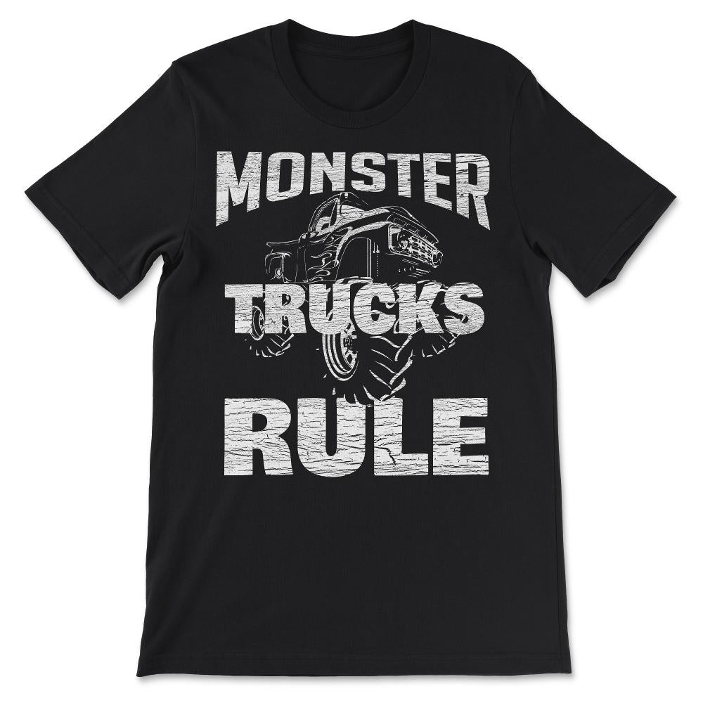 Monster trucks rule design for boys kids men women distressed Gift - Black