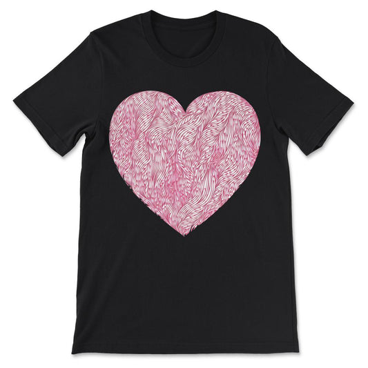 Heart - Cute Floral Pink Heart Love Women Girls Wife Mom Gift Tee - - Black