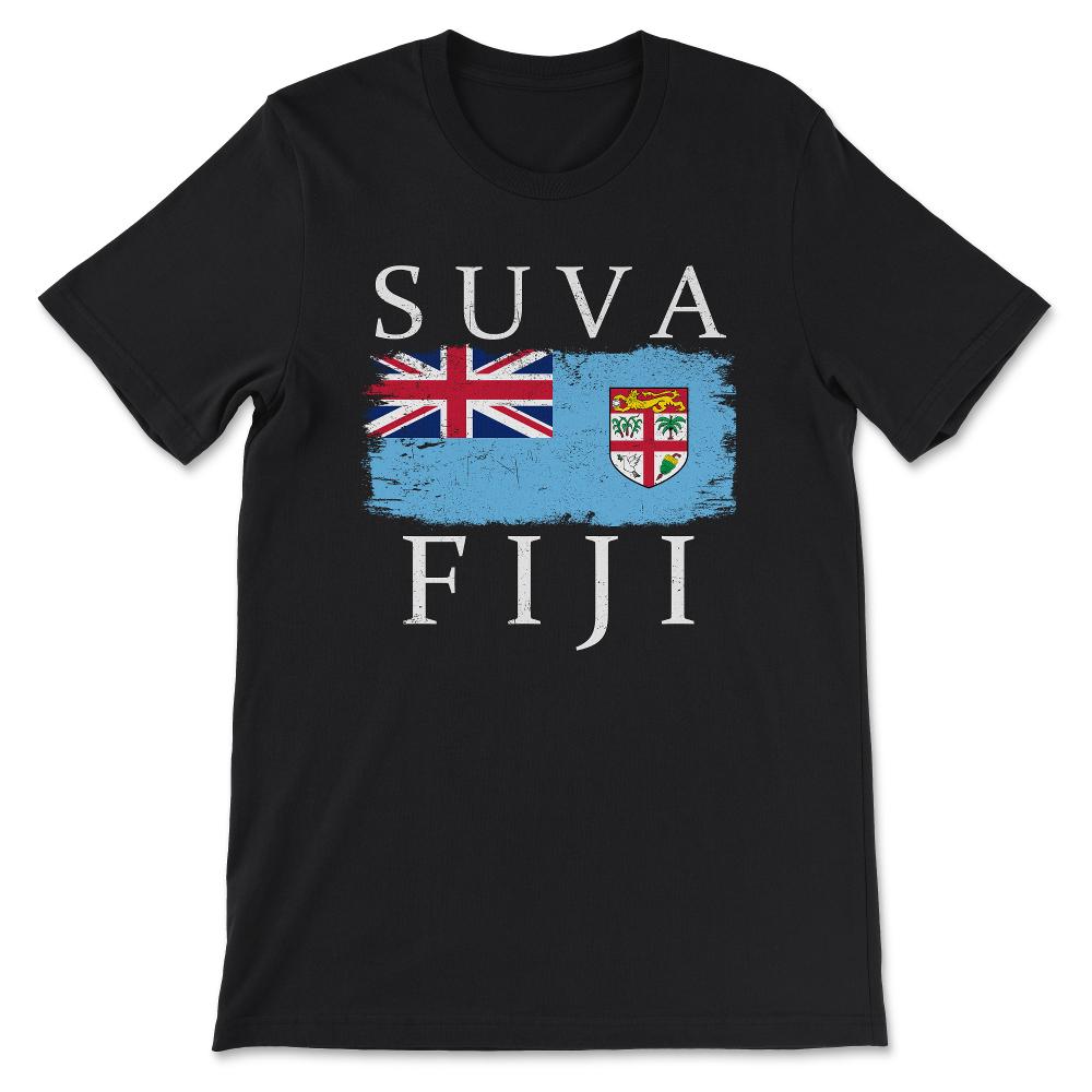 Suva Fiji Flag Fiji Tourist Suva Tourist Capital Suva Gift Tee - - Black