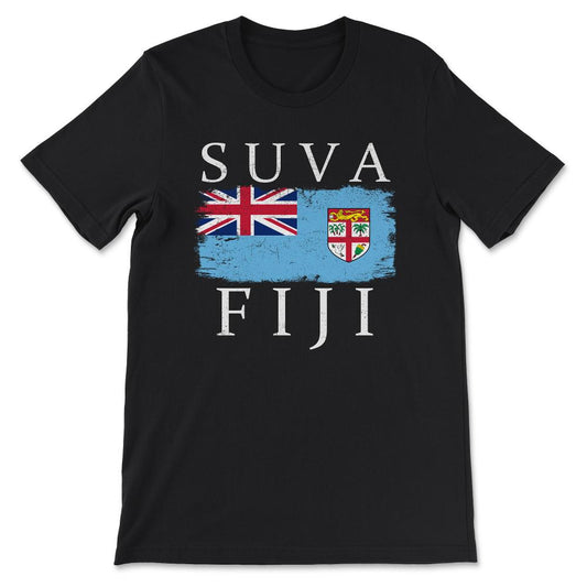 Suva Fiji Flag Fiji Tourist Suva Tourist Capital Suva Gift Tee - - Black